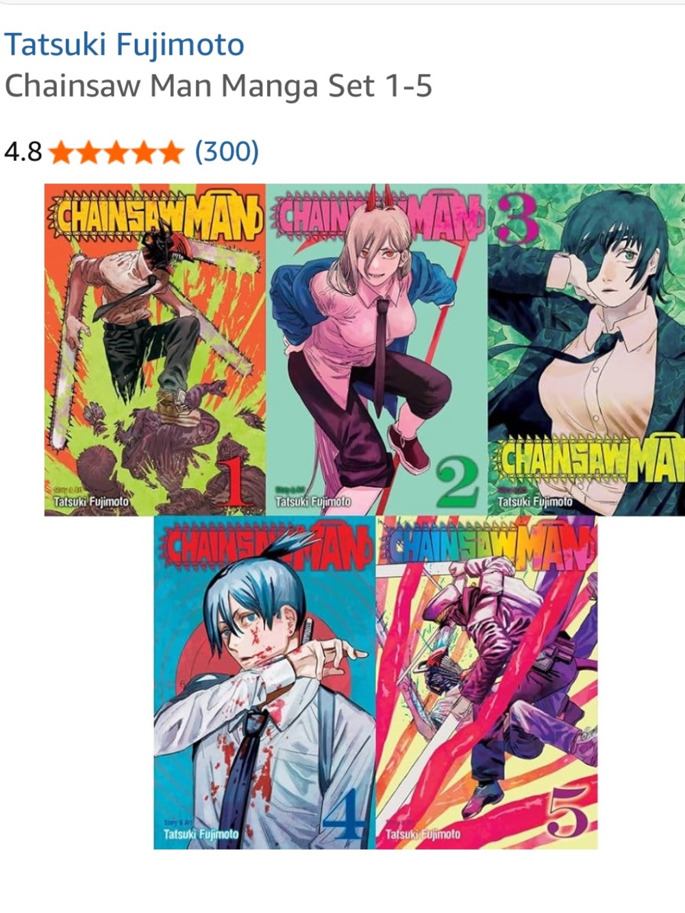🆕 Manga Chainsaw Man Set 1-5 - Neon Multicolor Covers